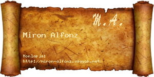 Miron Alfonz névjegykártya